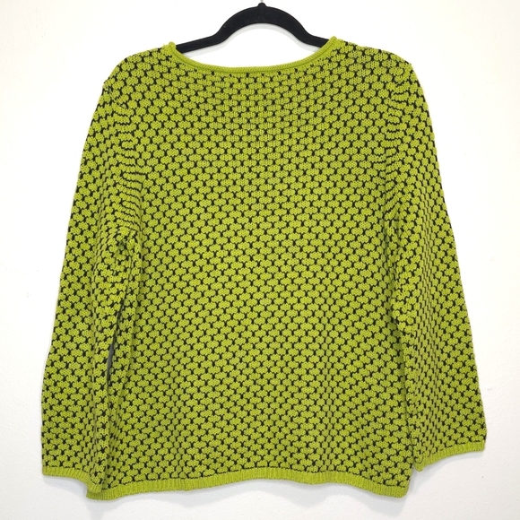 Habitat Womens Green Black Abstract Textured Knit Sweater Size Medium Boho - Picture 3 of 10